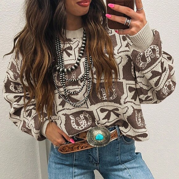 Sweaters - Multicolor Casual Women's Contrasting Loose Sweater